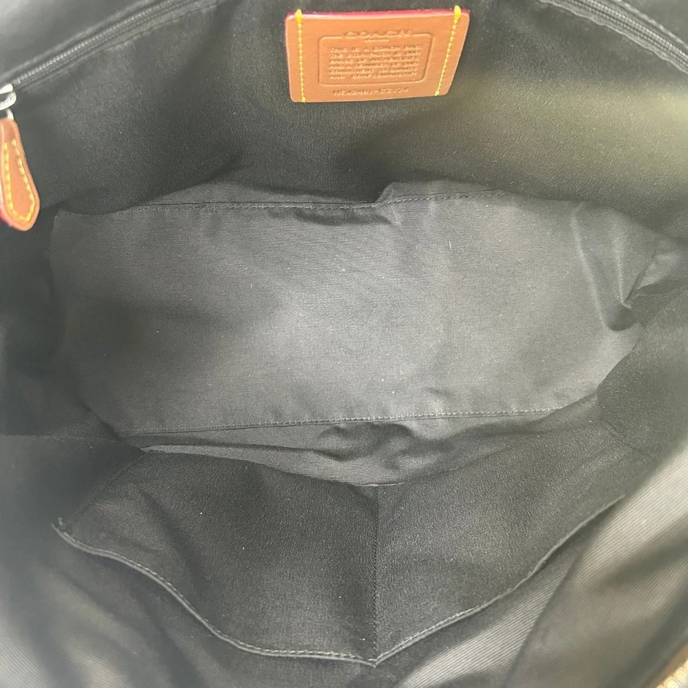 Coach Gallery Tote Khaki Black Signature Canvas Bow Print Bag CZ174 Good